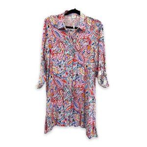 CUPIO Colorful Button Up A-line  Shirt Dress Sleeveless Women Size M Collared